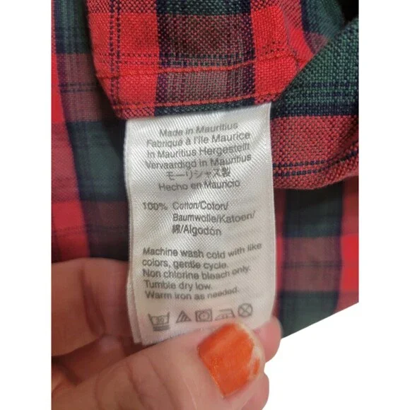 J. Crew Mercantile Flex Mens Button Down Shirt Size L Red Green Plaid E9 - Picture 5 of 11